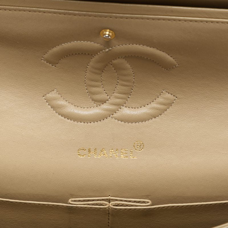 CHANEL Shoulder Bag Matelasse Double Flap Chain Shoulder Lambskin Beige Gold-Tone Hardware Pre-Owned - Vintage La Charme