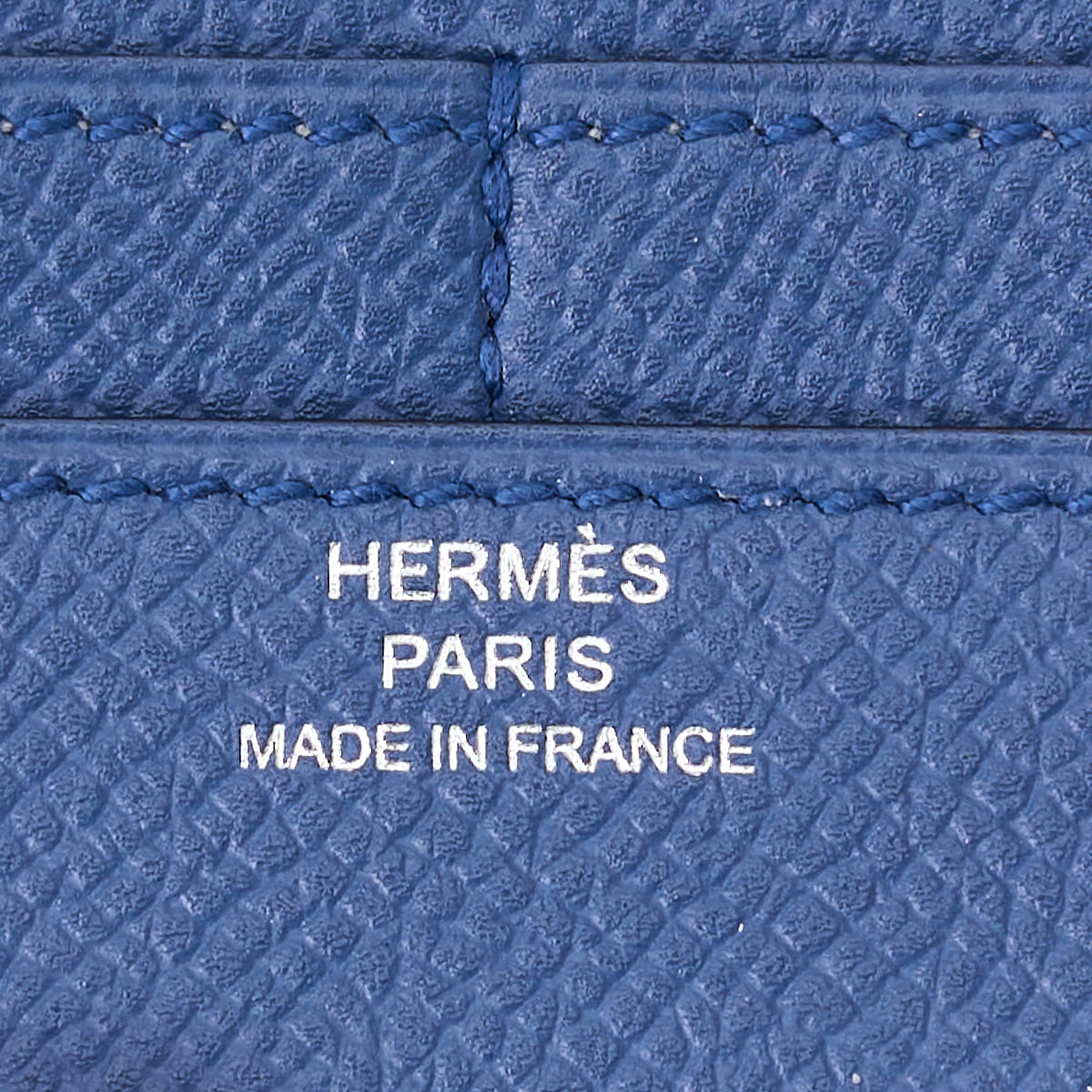 HERMES Constance Compact Two-Fold Wallet Epson Leather Blue Izmir Silver-Tone Hardware Pre-Owned - Vintage La Charme