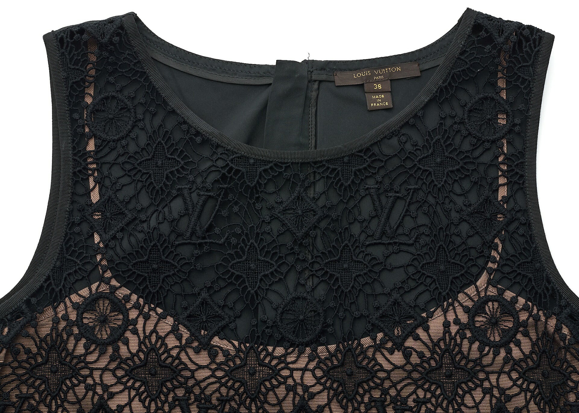 Louis Vuitton Sleeveless One Piece Top, Monogram Embroidery, Cotton, Black, Silver-Tone Hardware, Pre-Owned - Vintage La Charme