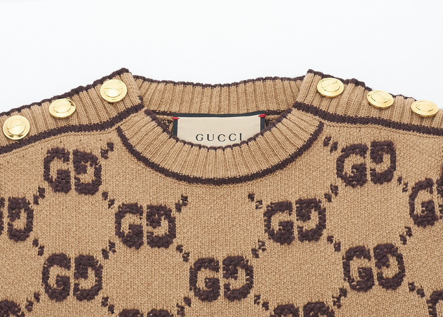 Gucci One Piece Top Skirt, Logo Mark, Knit, Wool, Brown, Gold-Tone Hardware, Pre-Owned - Vintage La Charme