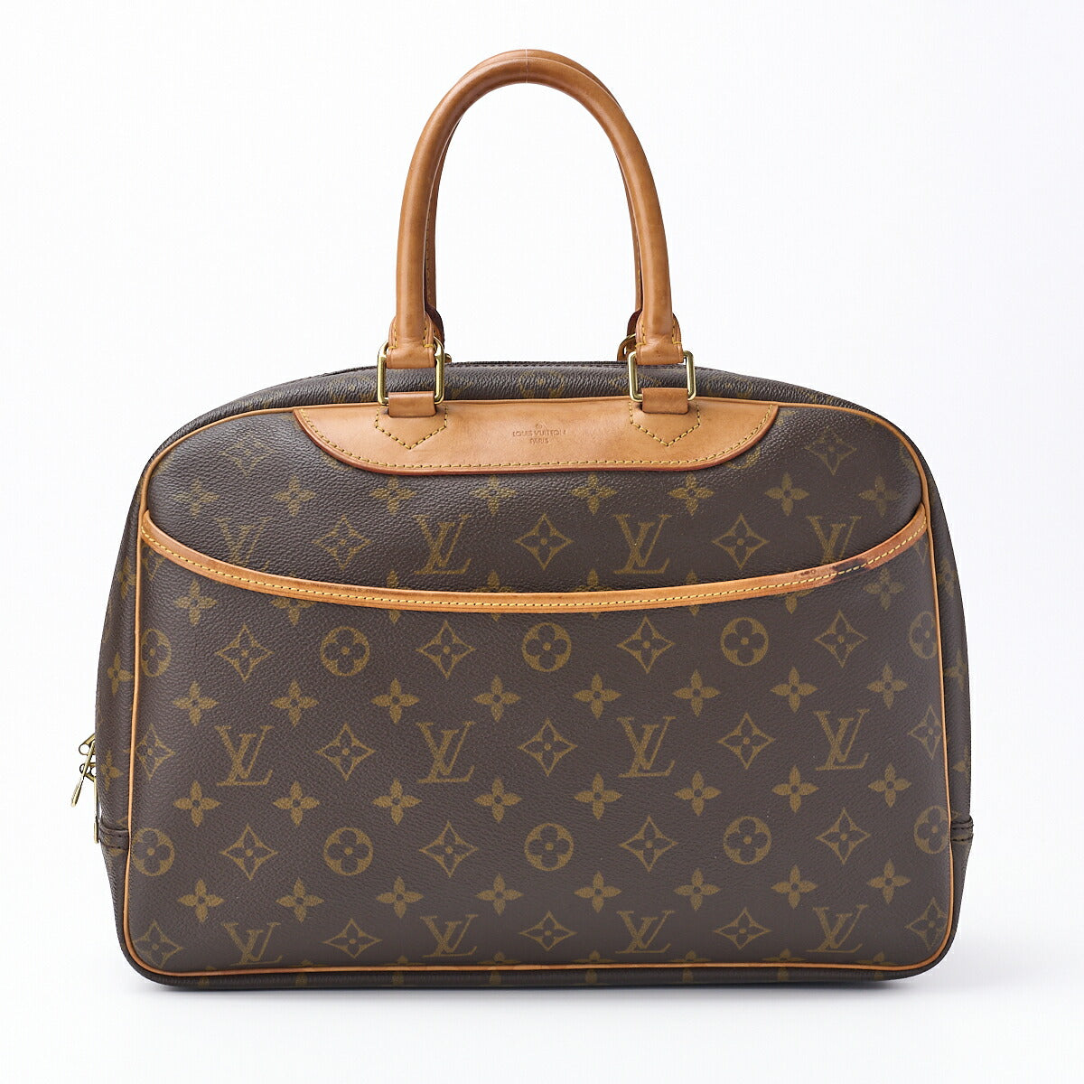 Louis Vuitton Handbag Deauville Monogram PVC Leather Brown Gold-Tone Hardware Pre-Owned - Vintage La Charme