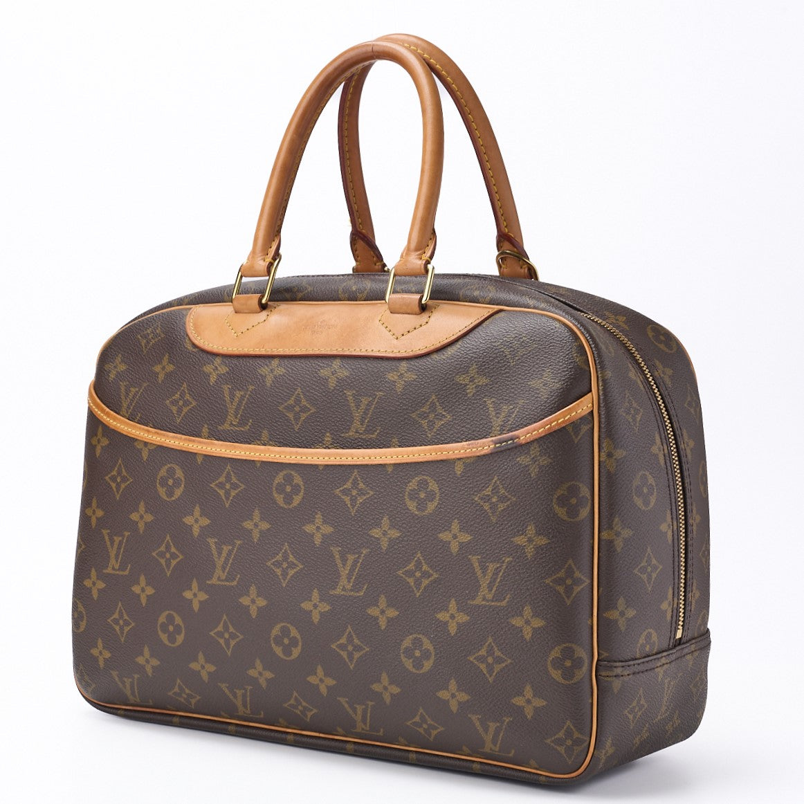 Louis Vuitton Handbag Deauville Monogram PVC Leather Brown Gold-Tone Hardware Pre-Owned - Vintage La Charme