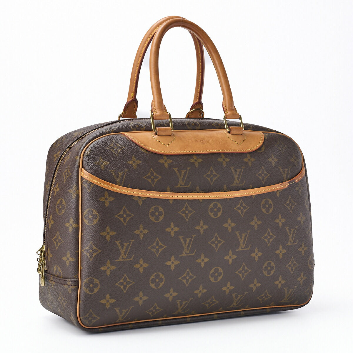 Louis Vuitton Handbag Deauville Monogram PVC Leather Brown Gold-Tone Hardware Pre-Owned - Vintage La Charme
