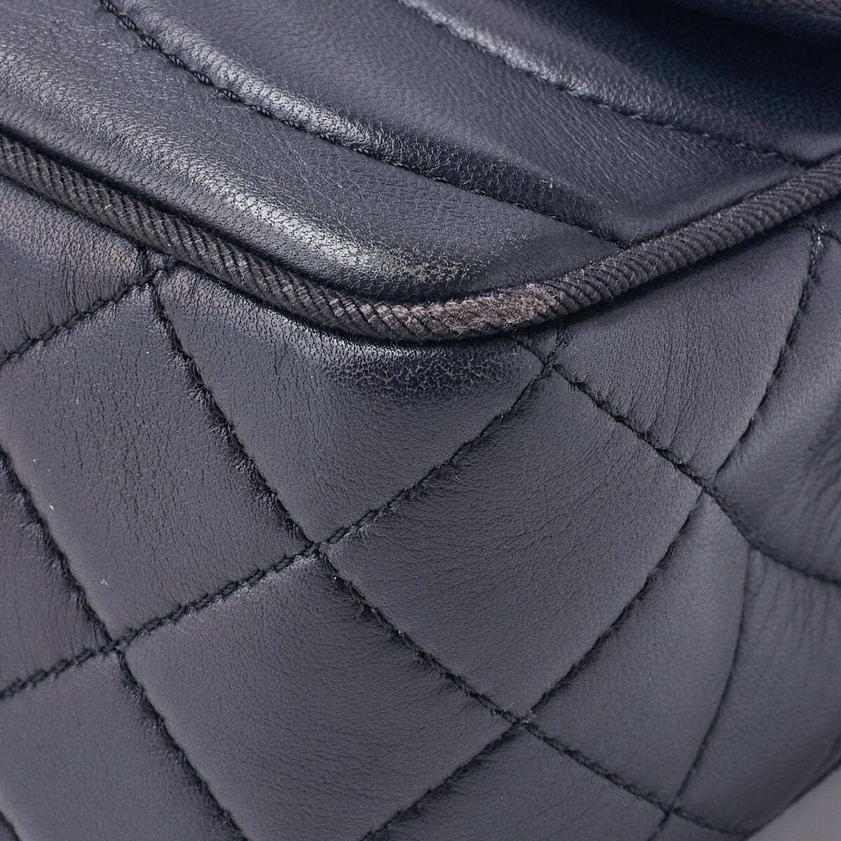 CHANEL Shoulder Bag, Push Lock, Wave Stitch, Lambskin Canvas, Navy, Gold-Tone Hardware, Pre-Owned - Vintage La Charme