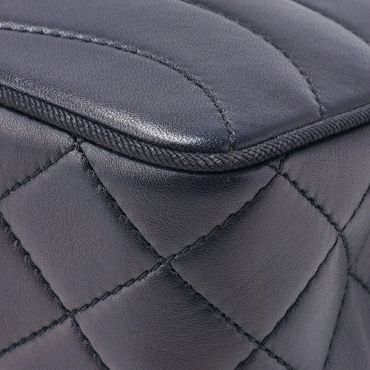 CHANEL Shoulder Bag, Push Lock, Wave Stitch, Lambskin Canvas, Navy, Gold-Tone Hardware, Pre-Owned - Vintage La Charme