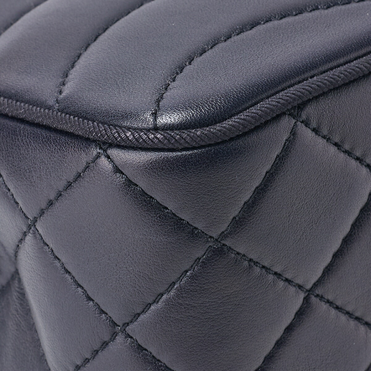 CHANEL Shoulder Bag, Push Lock, Wave Stitch, Lambskin Canvas, Navy, Gold-Tone Hardware, Pre-Owned - Vintage La Charme