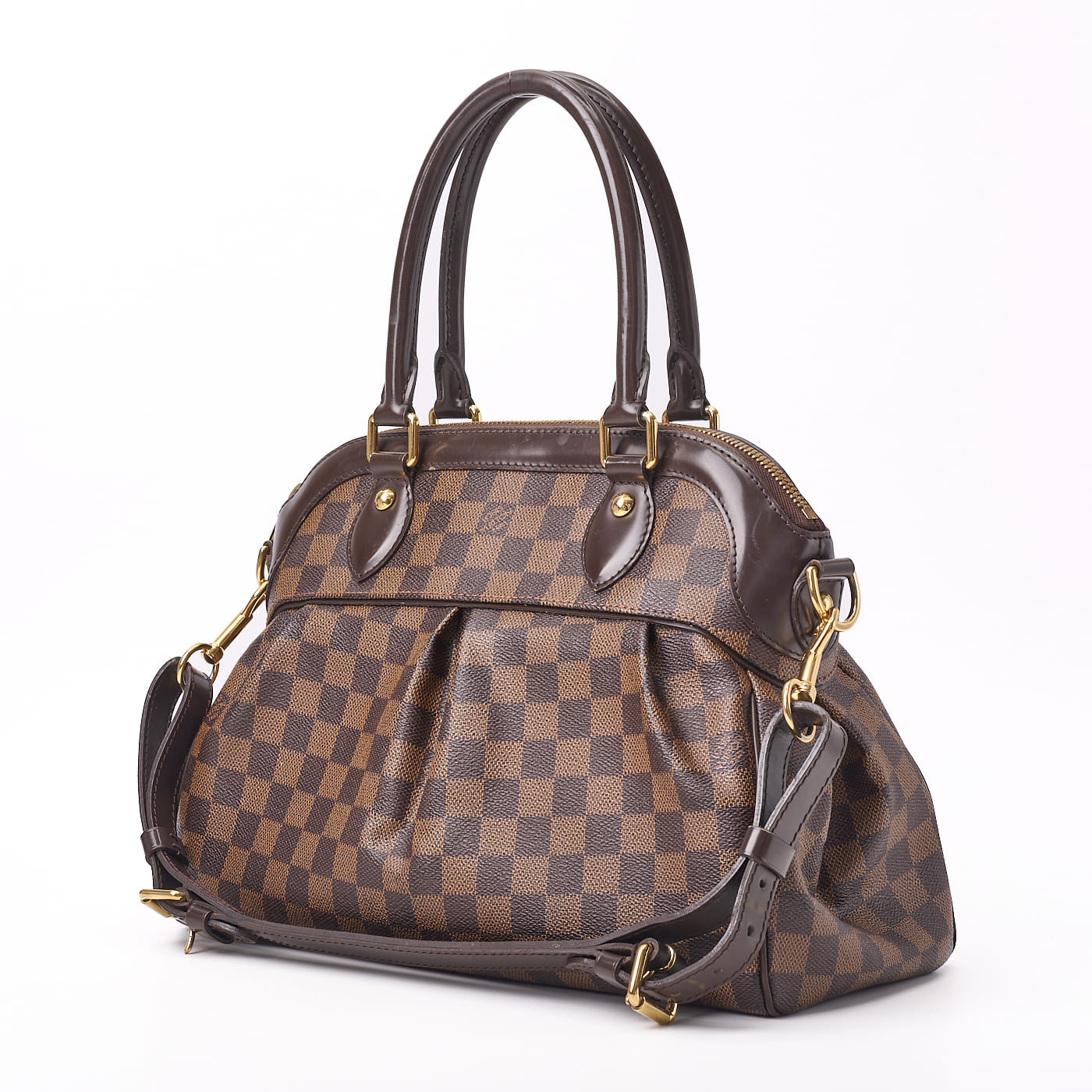 Louis Vuitton Tote Bag, Damier Trevi PM, Damier Ébène, Canvas, Brown, Gold-Tone Hardware, Pre-Owned - Vintage La Charme