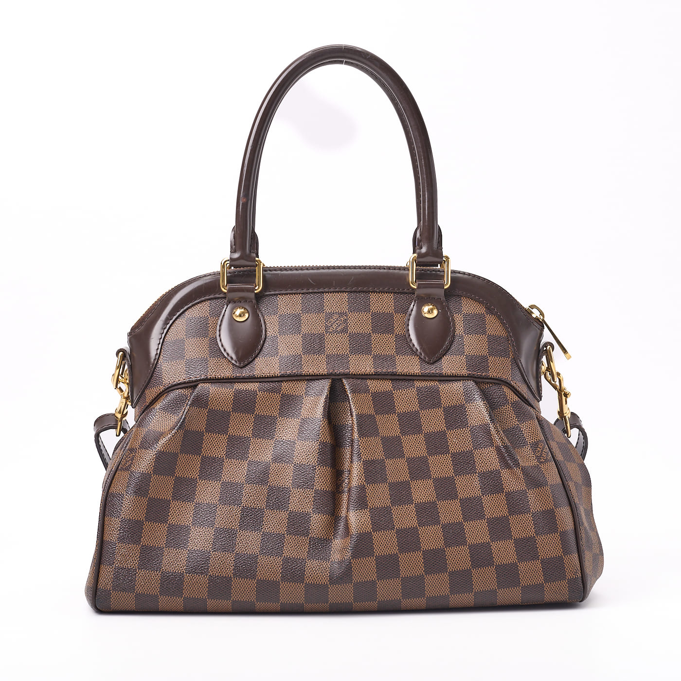 Louis Vuitton Tote Bag, Damier Trevi PM, Damier Ébène, Canvas, Brown, Gold-Tone Hardware, Pre-Owned - Vintage La Charme