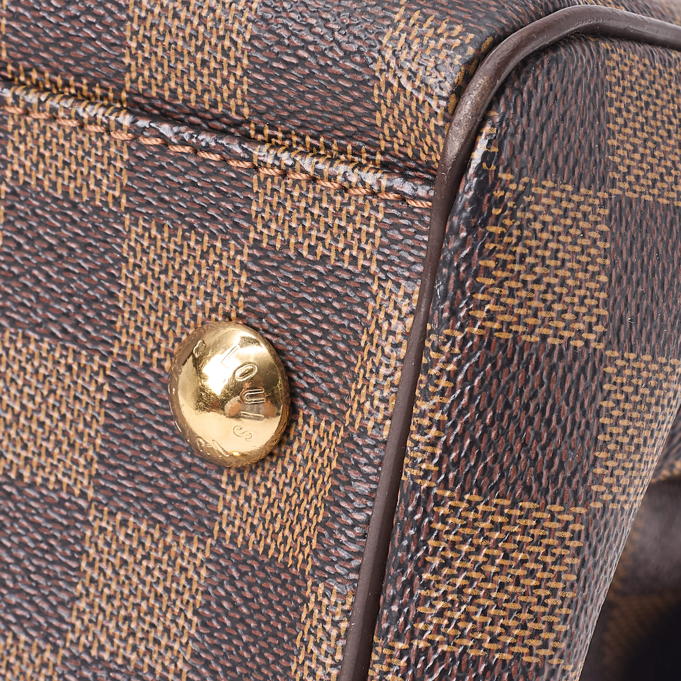 Louis Vuitton Tote Bag, Damier Trevi PM, Damier Ébène, Canvas, Brown, Gold-Tone Hardware, Pre-Owned - Vintage La Charme