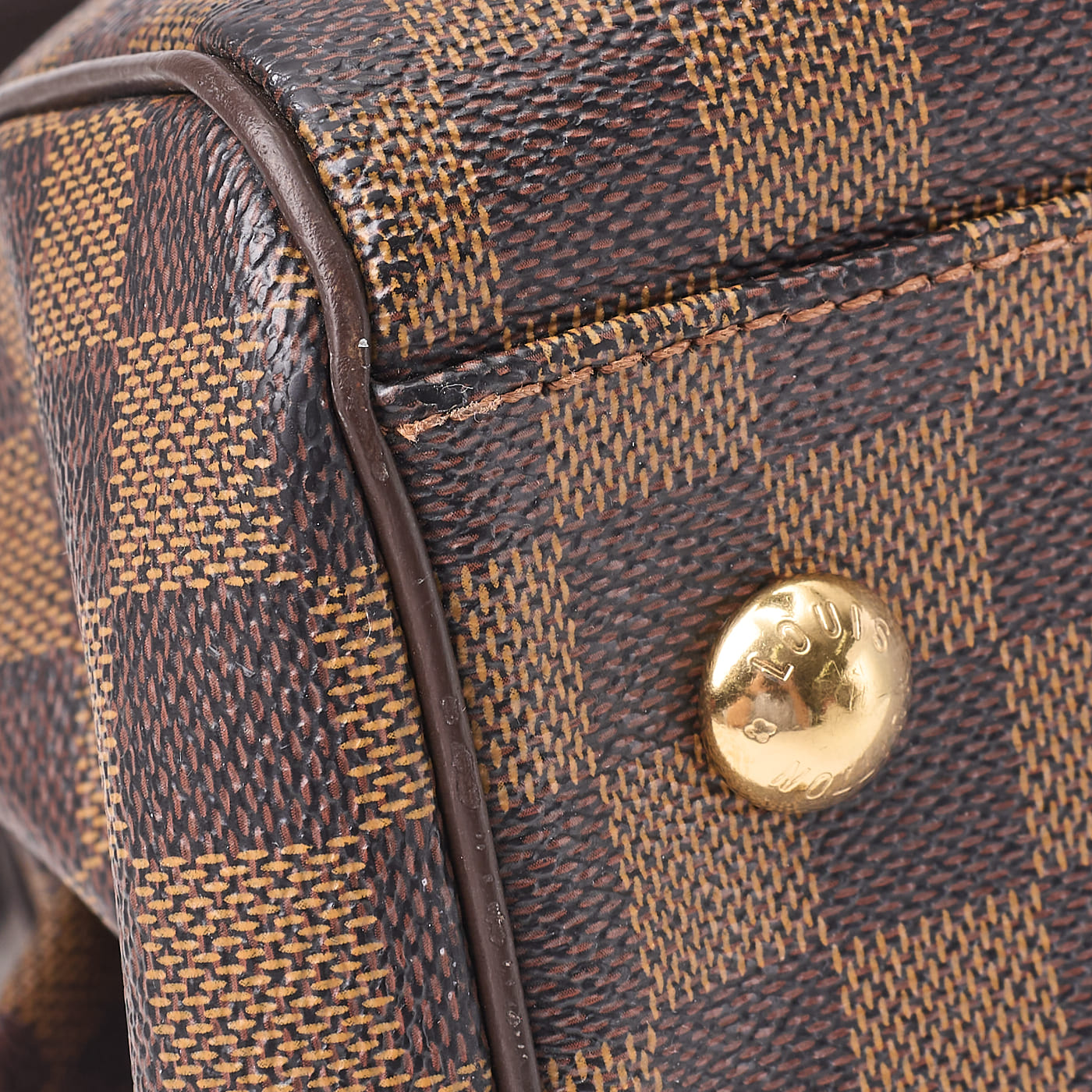 Louis Vuitton Tote Bag, Damier Trevi PM, Damier Ébène, Canvas, Brown, Gold-Tone Hardware, Pre-Owned - Vintage La Charme