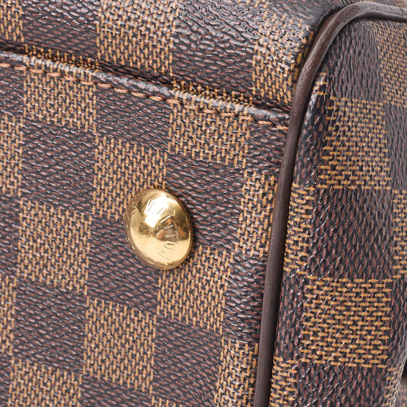 Louis Vuitton Tote Bag, Damier Trevi PM, Damier Ébène, Canvas, Brown, Gold-Tone Hardware, Pre-Owned - Vintage La Charme