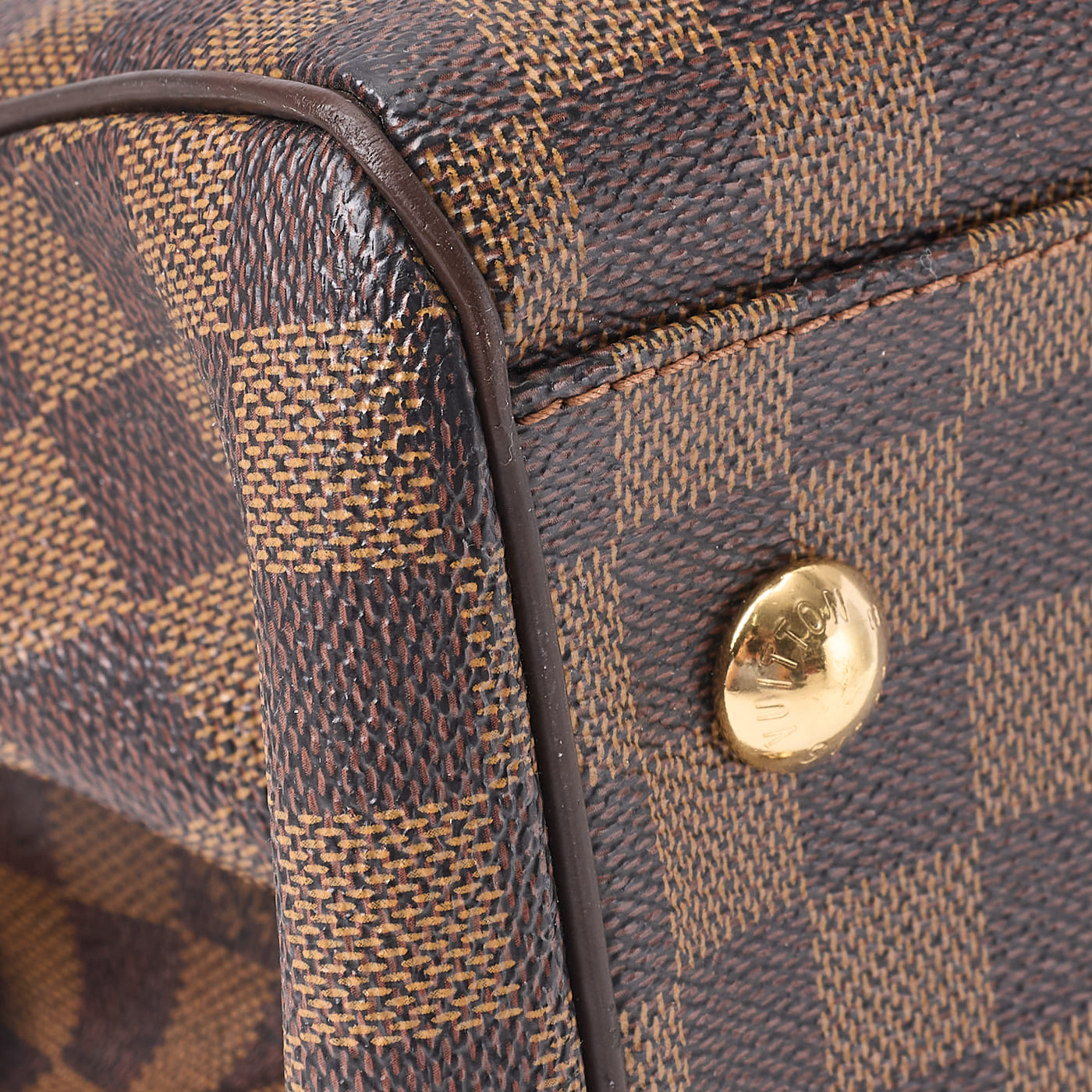 Louis Vuitton Tote Bag, Damier Trevi PM, Damier Ébène, Canvas, Brown, Gold-Tone Hardware, Pre-Owned - Vintage La Charme