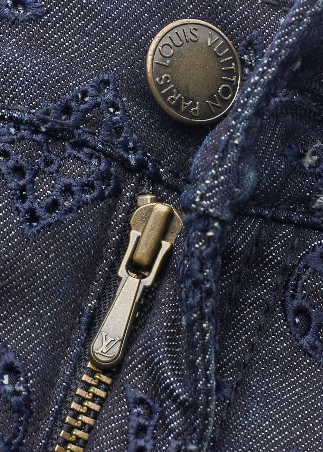 Louis Vuitton Pleated Skirt, Monogram Punching, Cotton, Blue, Silver-Tone Hardware, Pre-Owned - Vintage La Charme