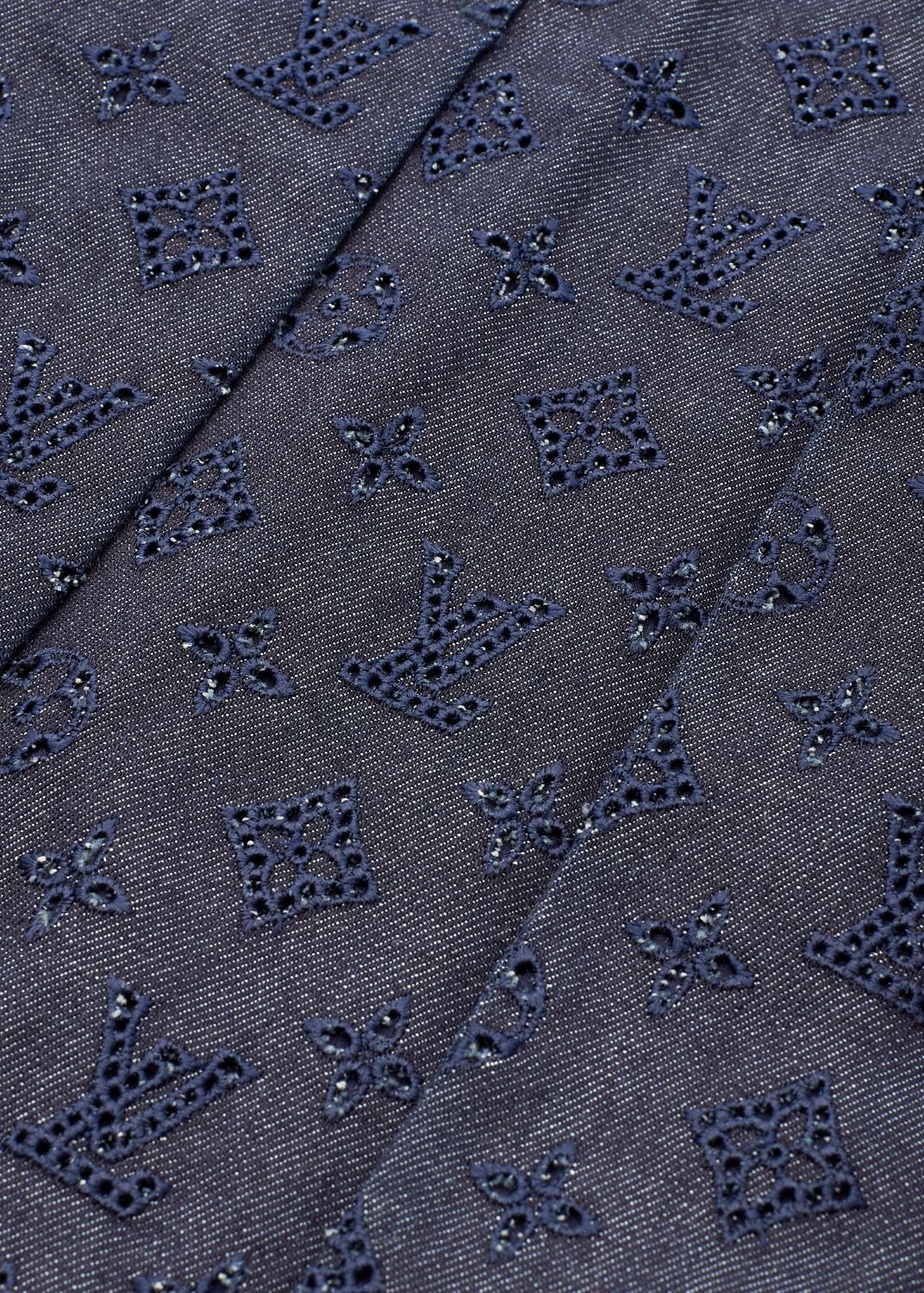 Louis Vuitton Pleated Skirt, Monogram Punching, Cotton, Blue, Silver-Tone Hardware, Pre-Owned - Vintage La Charme