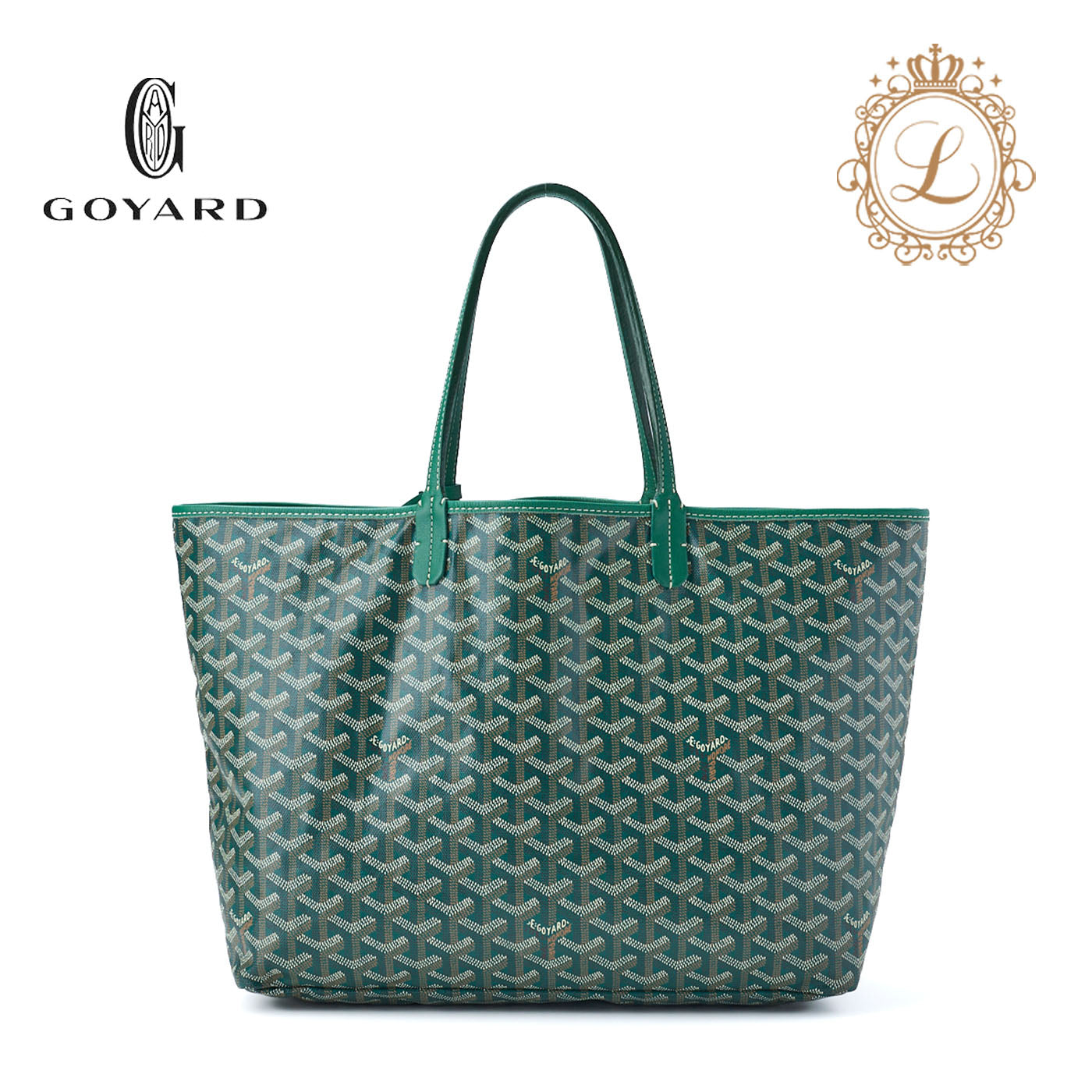 GOYARD Saint Louis PM Tote Bag, Coated Canvas, Green, Silver-Tone Hardware, Pre-Owned - Vintage La Charme