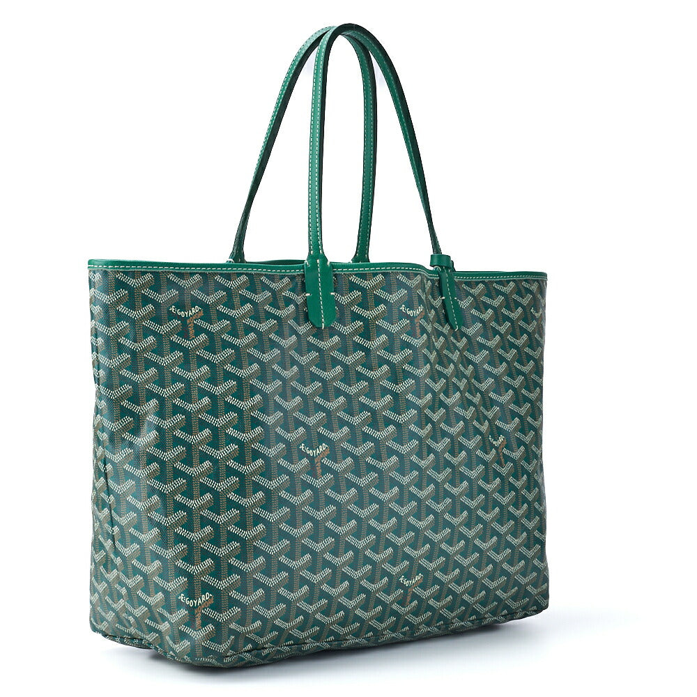 GOYARD Saint Louis PM Tote Bag, Coated Canvas, Green, Silver-Tone Hardware, Pre-Owned - Vintage La Charme