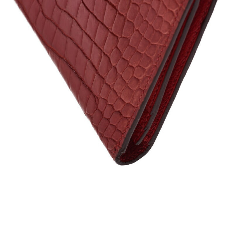 HERMES Bearn Soufflet 2 Fold Long Wallet Alligator Blaze Raise Silver-Tone Hardware Pre-Owned - Vintage La Charme