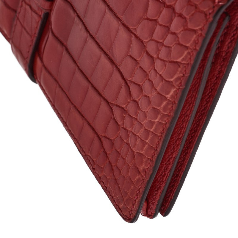 HERMES Bearn Soufflet 2 Fold Long Wallet Alligator Blaze Raise Silver-Tone Hardware Pre-Owned - Vintage La Charme