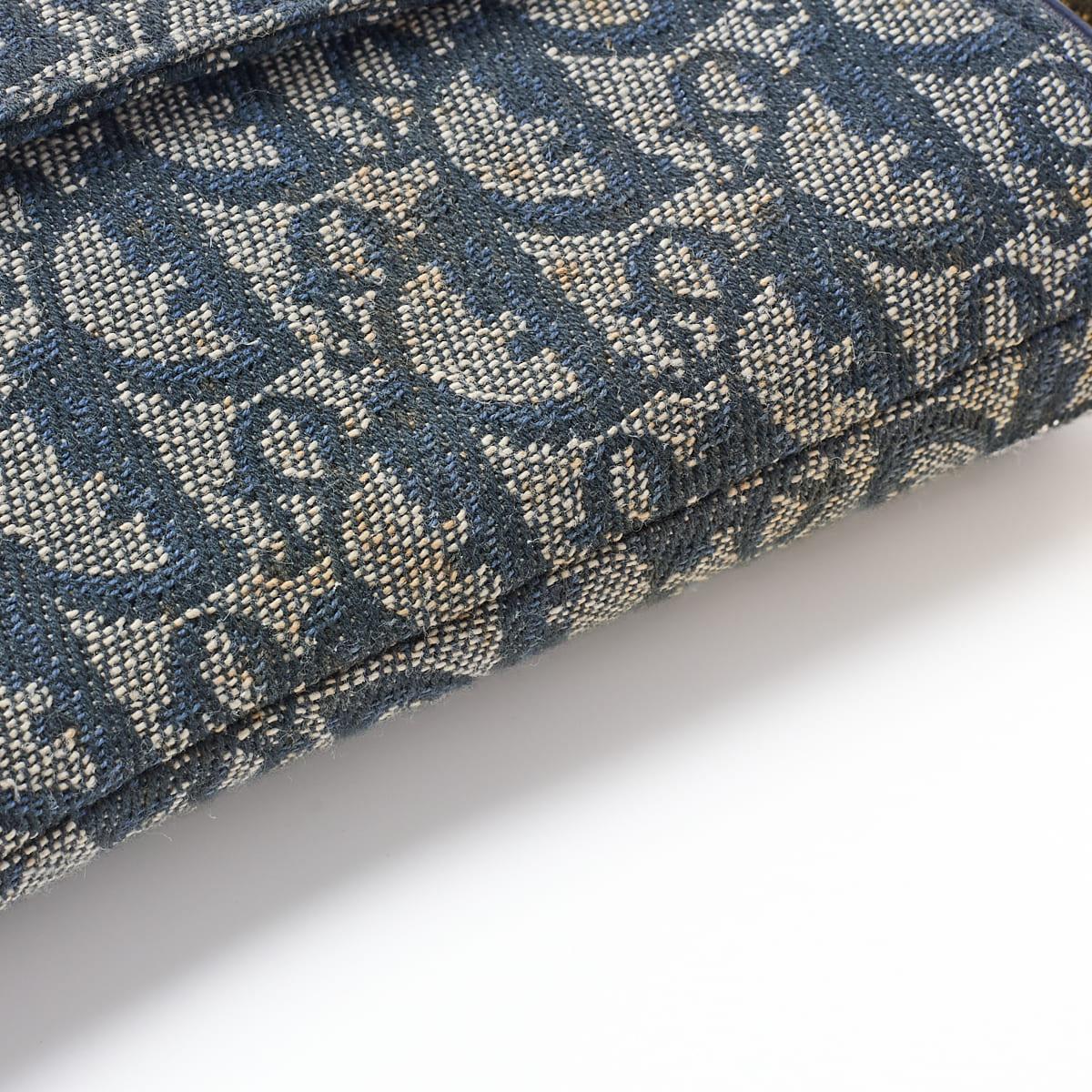 Dior Trotter Saddle Bag Canvas, Leather, Navy, Gold-Tone Hardware, Pre-Owned - Vintage La Charme