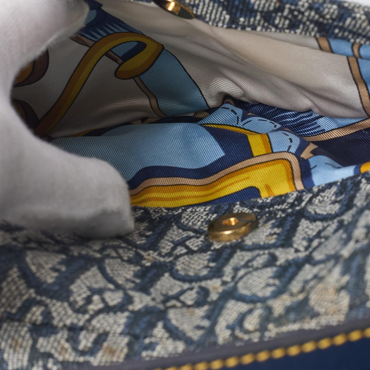 Dior Trotter Saddle Bag Canvas, Leather, Navy, Gold-Tone Hardware, Pre-Owned - Vintage La Charme