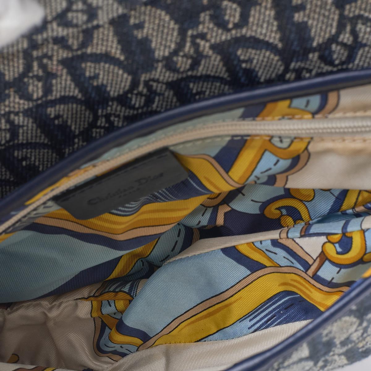 Dior Trotter Saddle Bag Canvas, Leather, Navy, Gold-Tone Hardware, Pre-Owned - Vintage La Charme