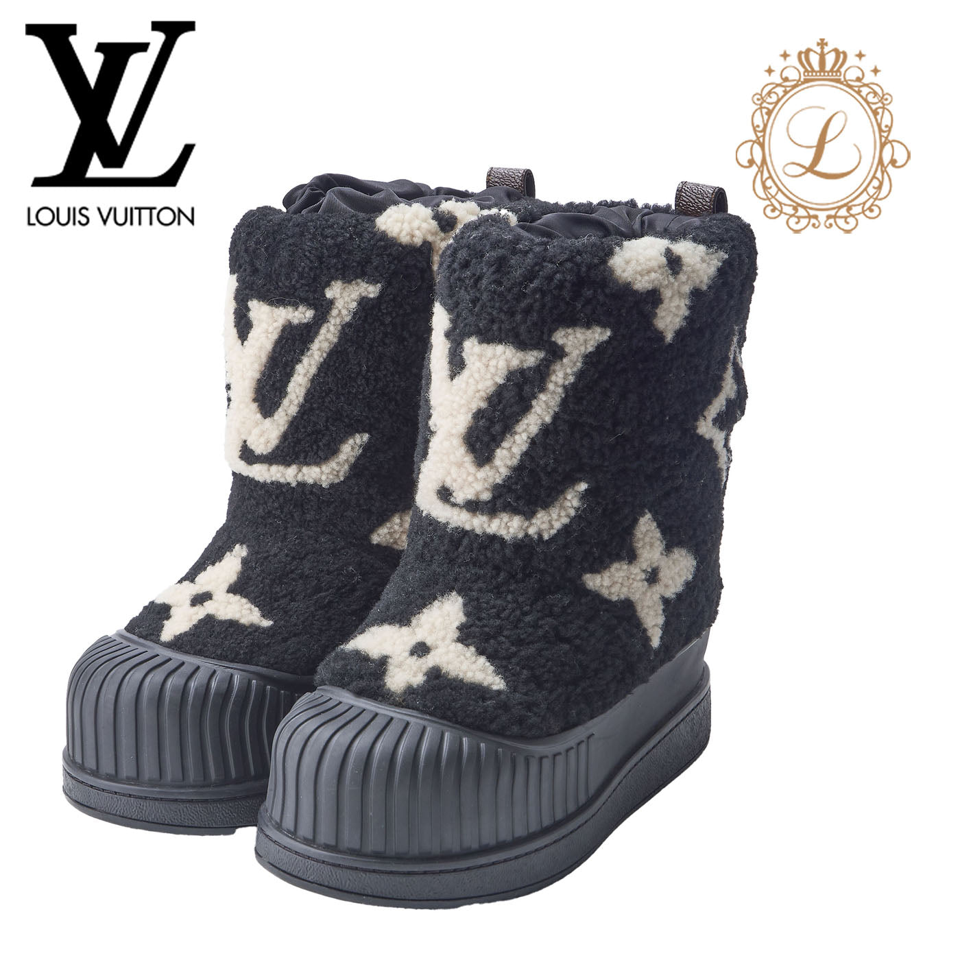 Louis Vuitton Boots, Polarline Monogram, Shearling, Black, Silver-Tone Hardware, Pre-Owned - Vintage La Charme