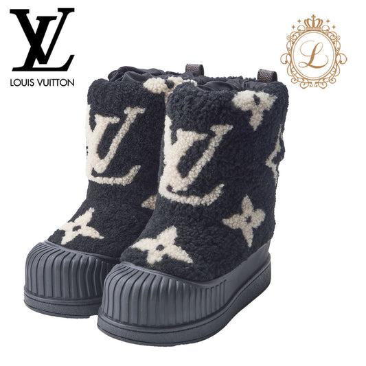 Louis Vuitton Boots, Polarline Monogram, Shearling, Black, Silver-Tone Hardware, Pre-Owned - Vintage La Charme