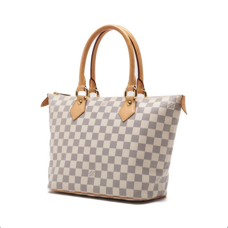 Louis Vuitton Tote Bag Damier Azur Saleya MM Canvas White Gold-Tone Hardware Pre-Owned - Vintage La Charme