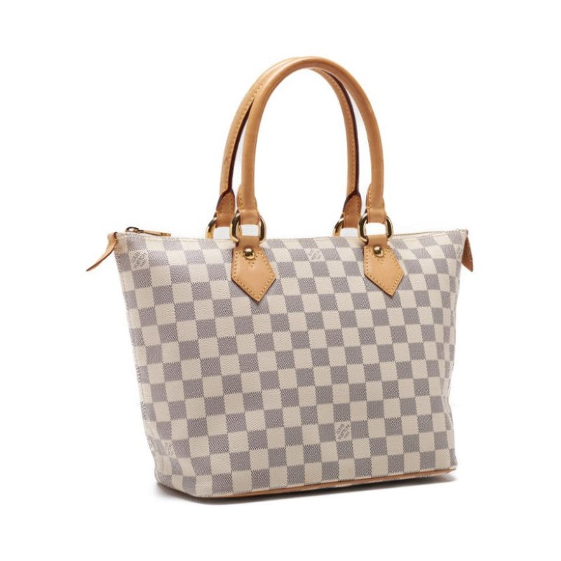 Louis Vuitton Tote Bag Damier Azur Saleya MM Canvas White Gold-Tone Hardware Pre-Owned - Vintage La Charme