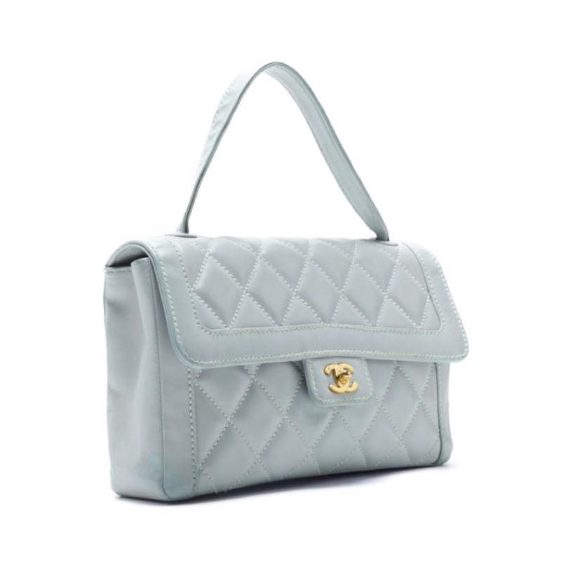 CHANEL Shoulder Bag Mini Matelasse Lambskin Light Blue Gold-Tone Hardware Pre-Owned - Vintage La Charme