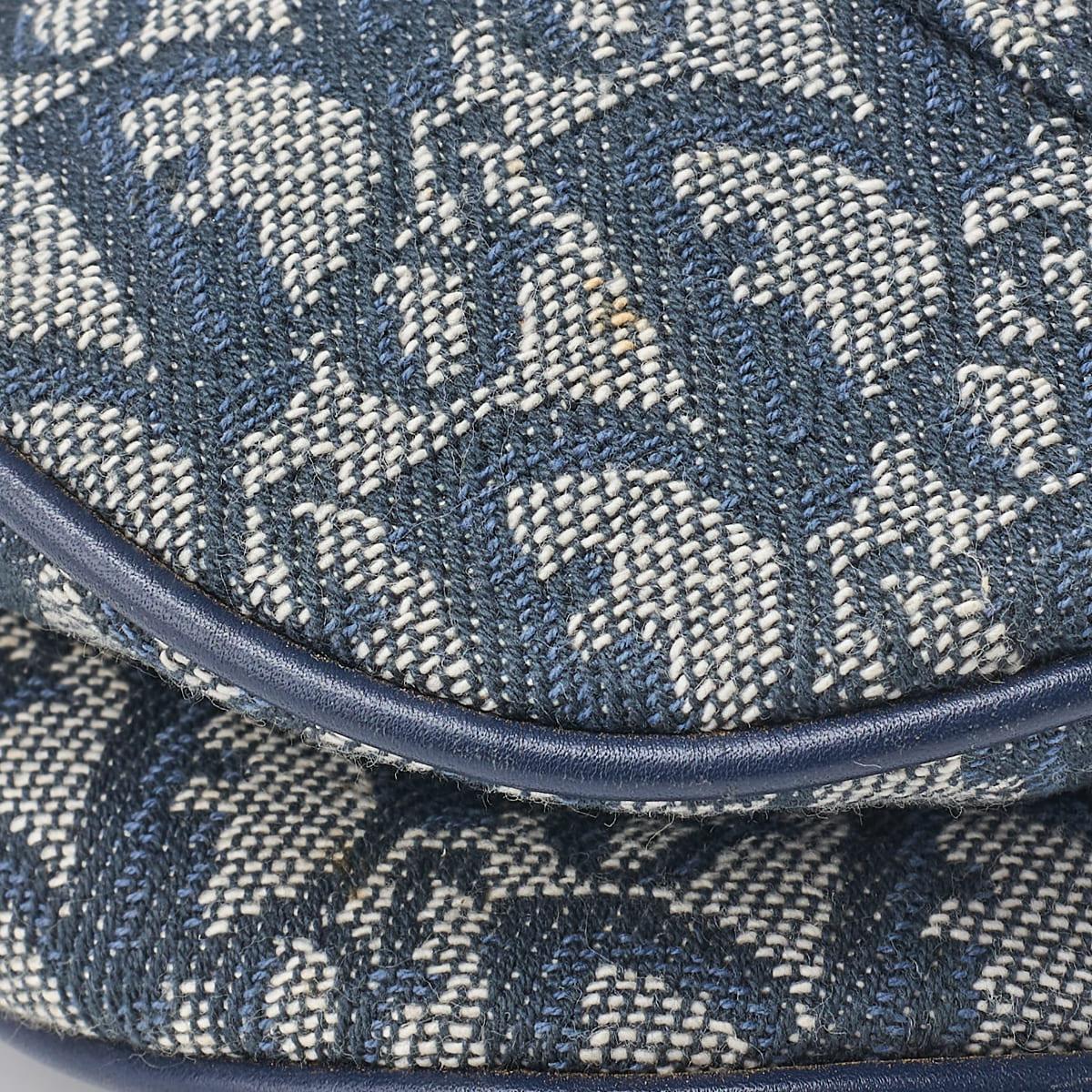 Dior Trotter Saddle Bag Canvas, Leather, Navy, Gold-Tone Hardware, Pre-Owned - Vintage La Charme