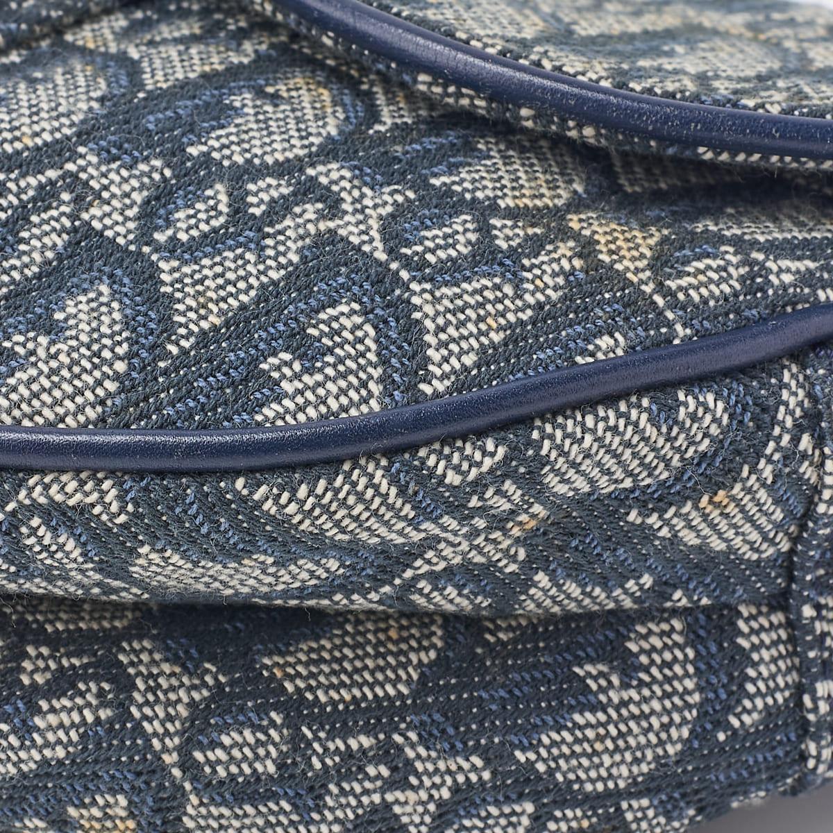 Dior Trotter Saddle Bag Canvas, Leather, Navy, Gold-Tone Hardware, Pre-Owned - Vintage La Charme