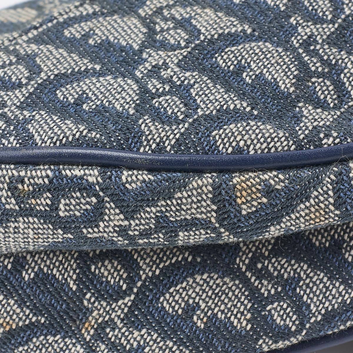 Dior Trotter Saddle Bag Canvas, Leather, Navy, Gold-Tone Hardware, Pre-Owned - Vintage La Charme