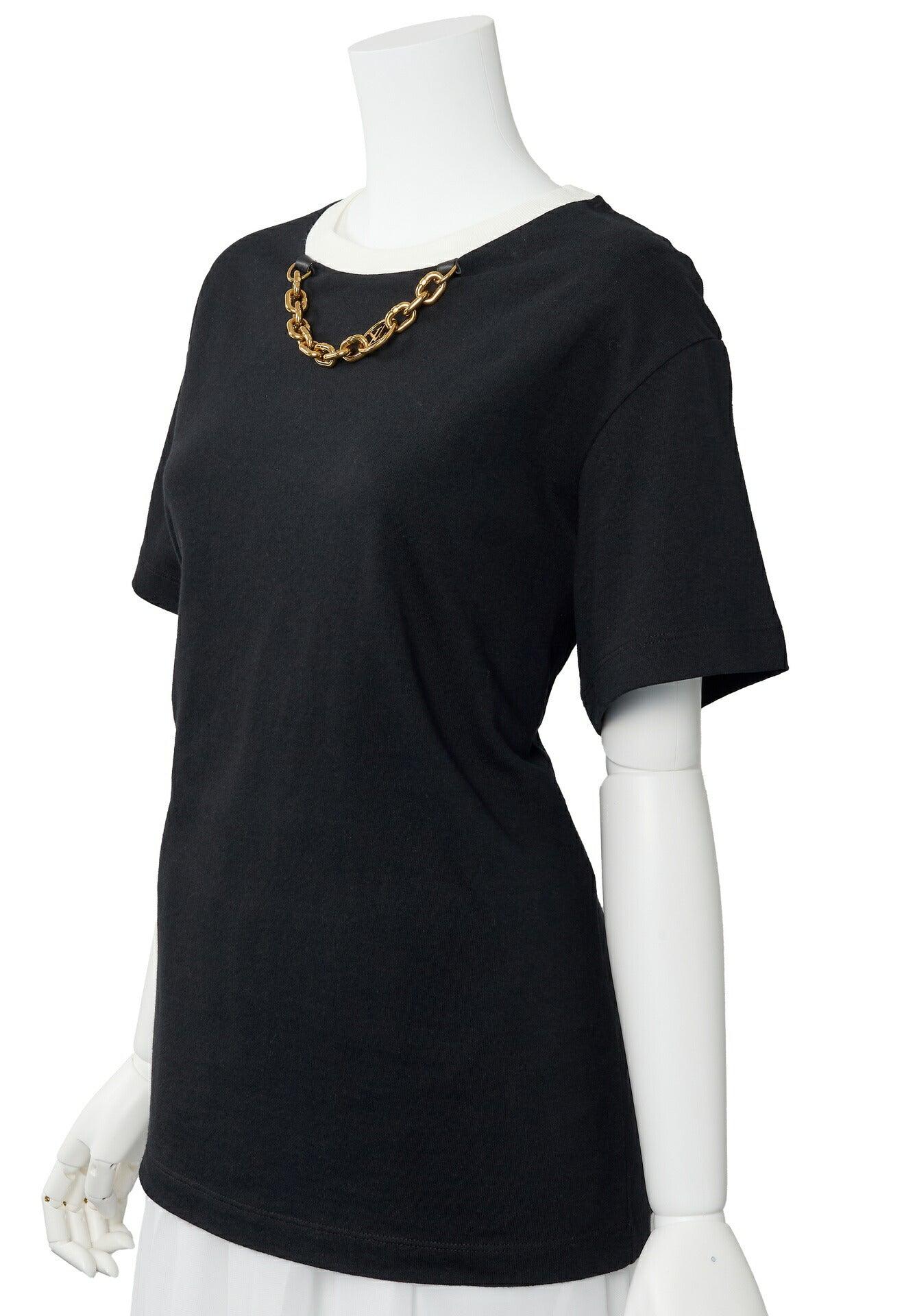 Louis Vuitton T-Shirt, Monogram Chain, Cotton, Black, Gold-Tone Hardware, Pre-Owned - Vintage La Charme