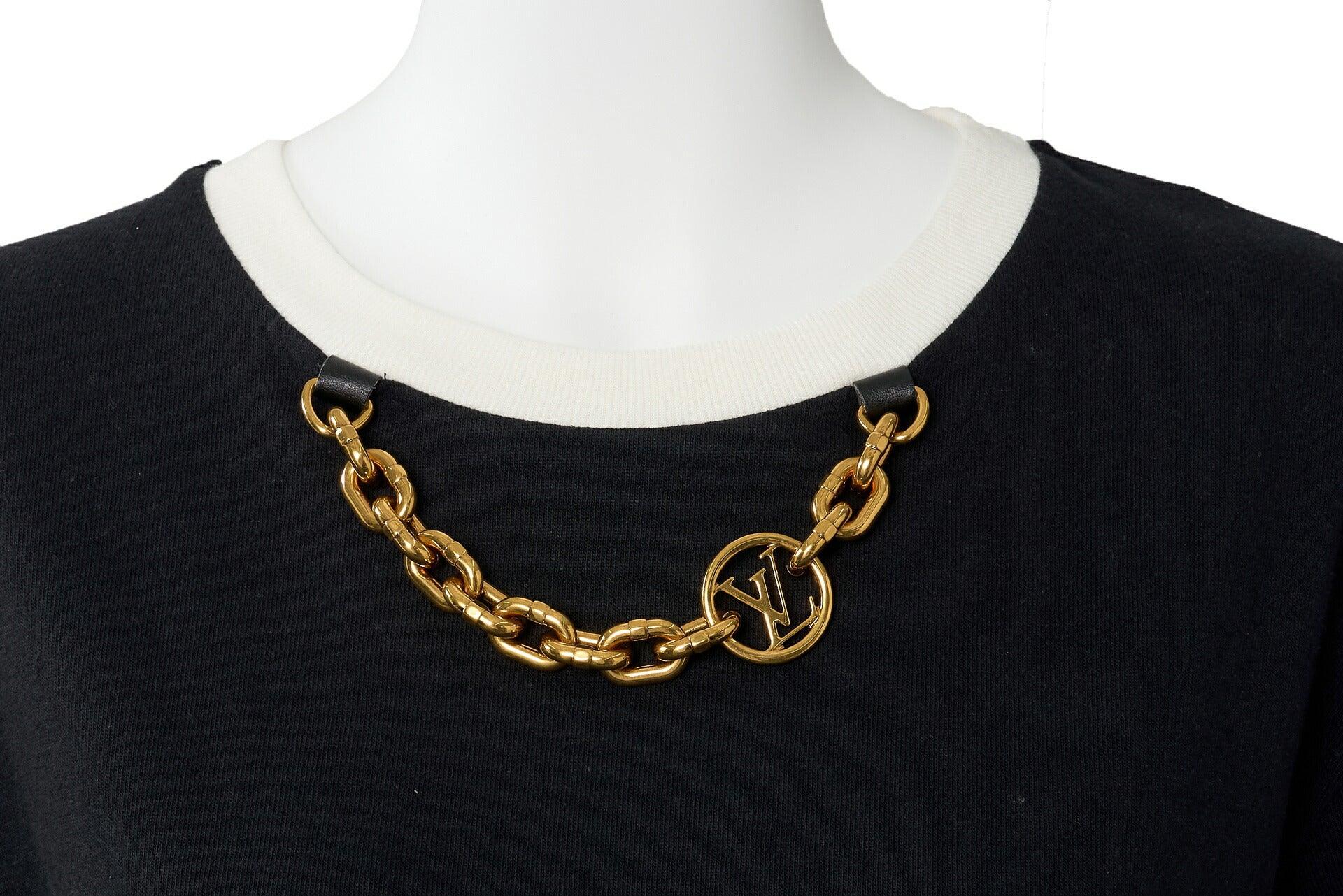 Louis Vuitton T-Shirt, Monogram Chain, Cotton, Black, Gold-Tone Hardware, Pre-Owned - Vintage La Charme