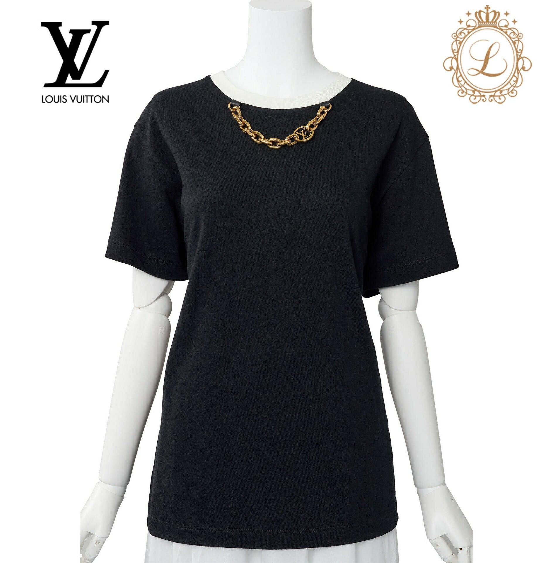 Louis Vuitton T-Shirt, Monogram Chain, Cotton, Black, Gold-Tone Hardware, Pre-Owned - Vintage La Charme