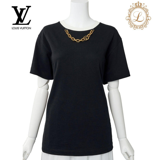 Louis Vuitton T-Shirt, Monogram Chain, Cotton, Black, Gold-Tone Hardware, Pre-Owned - Vintage La Charme