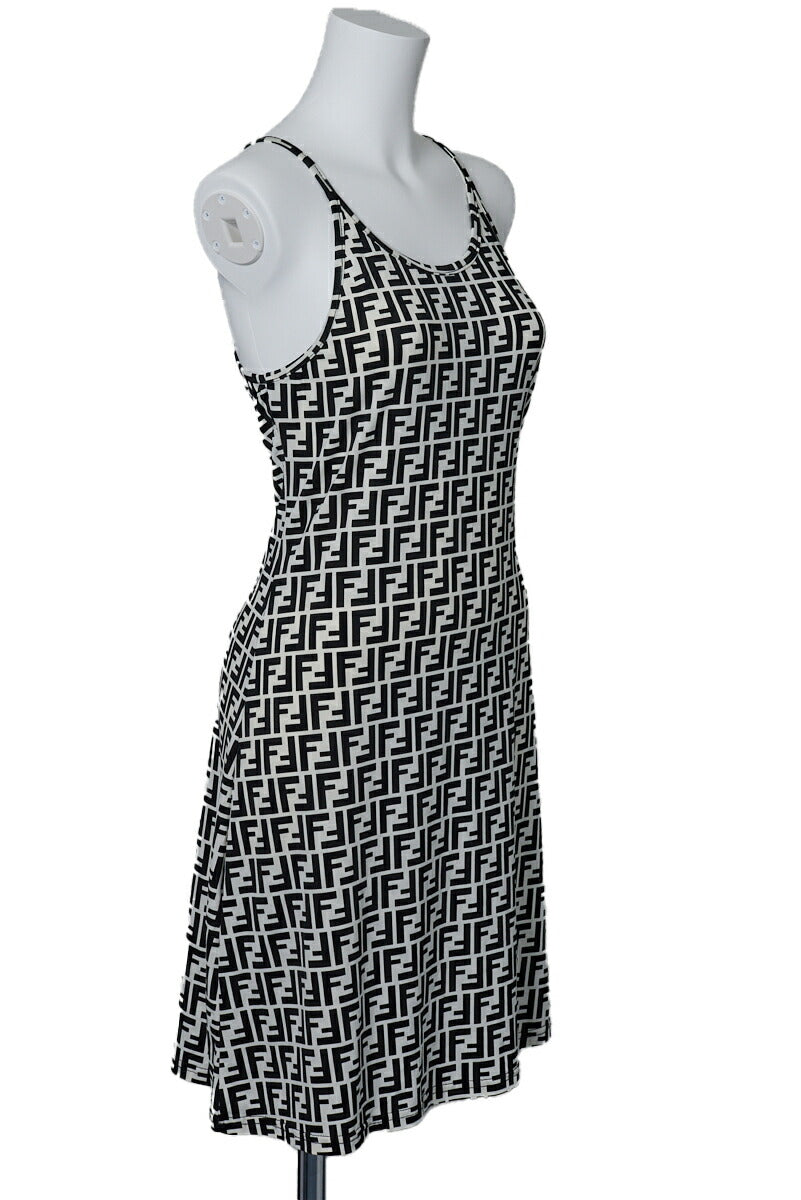 Fendi Camisole One Piece Skirt, Zucca Pattern, Cotton, Black, Silver-Tone Hardware, Pre-Owned - Vintage La Charme