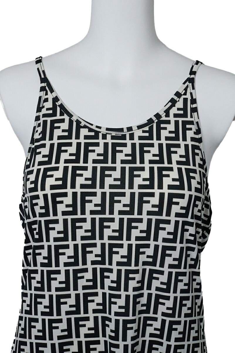 Fendi Camisole One Piece Skirt, Zucca Pattern, Cotton, Black, Silver-Tone Hardware, Pre-Owned - Vintage La Charme