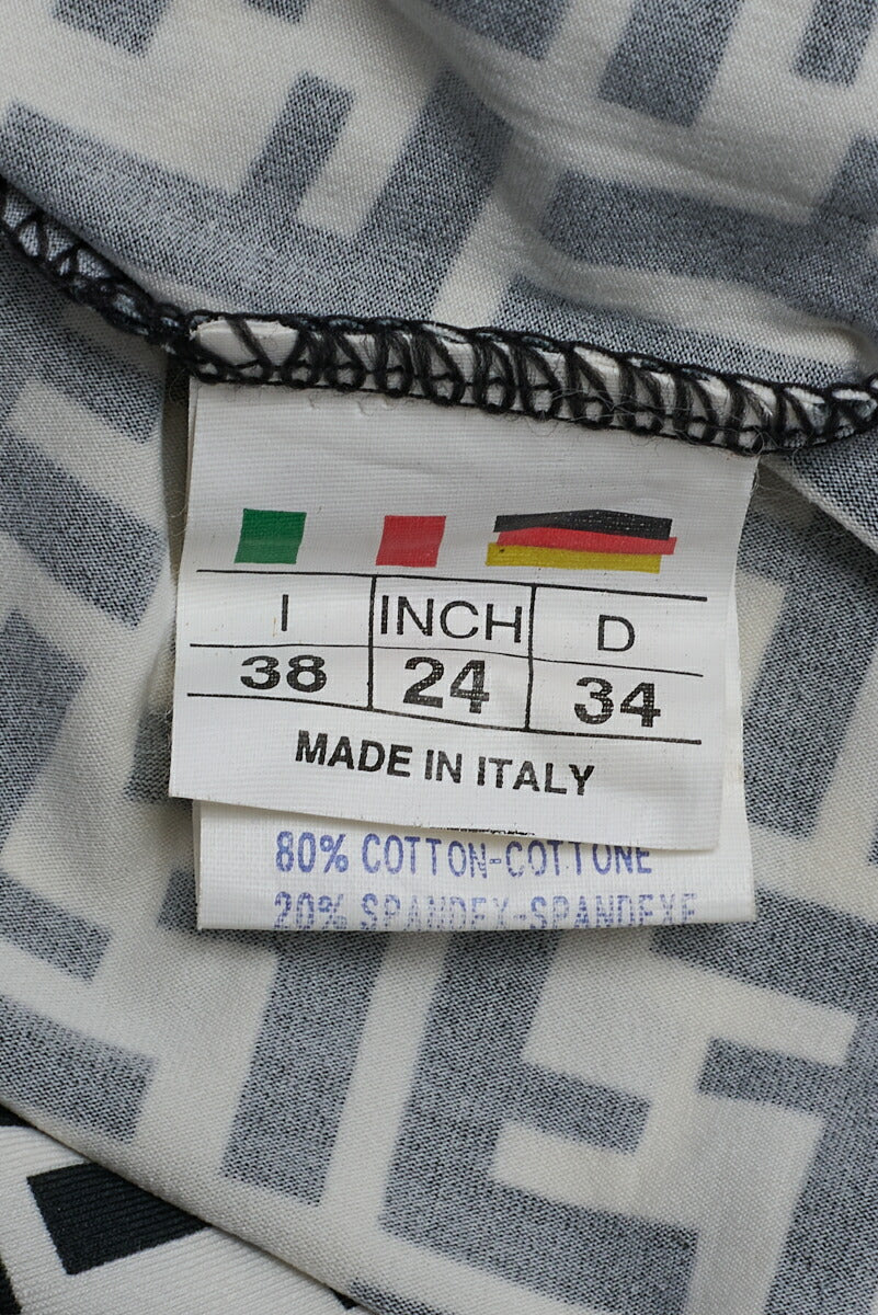 Fendi Camisole One Piece Skirt, Zucca Pattern, Cotton, Black, Silver-Tone Hardware, Pre-Owned - Vintage La Charme