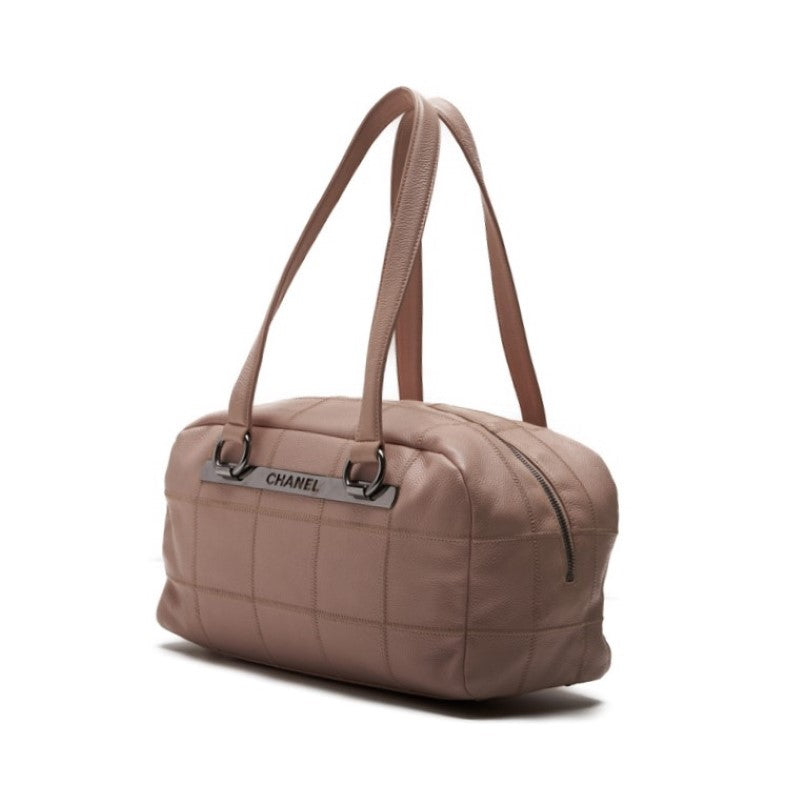 CHANEL Handbag Chocolate Bar Top Logo Caviar Skin Light Pink Silver-Tone Hardware Pre-Owned - Vintage La Charme