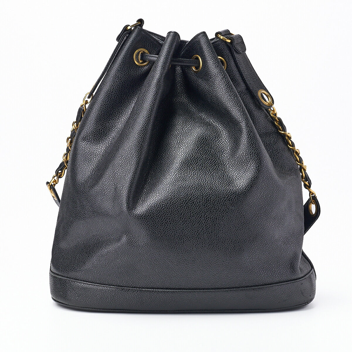 CHANEL Chain Shoulder Backpack Bag, Outside Flap, Drawstring Type, Caviar Skin, Black, Gold-Tone Hardware, Pre-Owned - Vintage La Charme