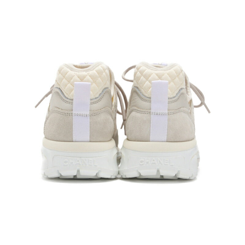 CHANEL Sneakers, Coco Mark, Suede, Light Gray, Gold-Tone Hardware, Pre-Owned - Vintage La Charme