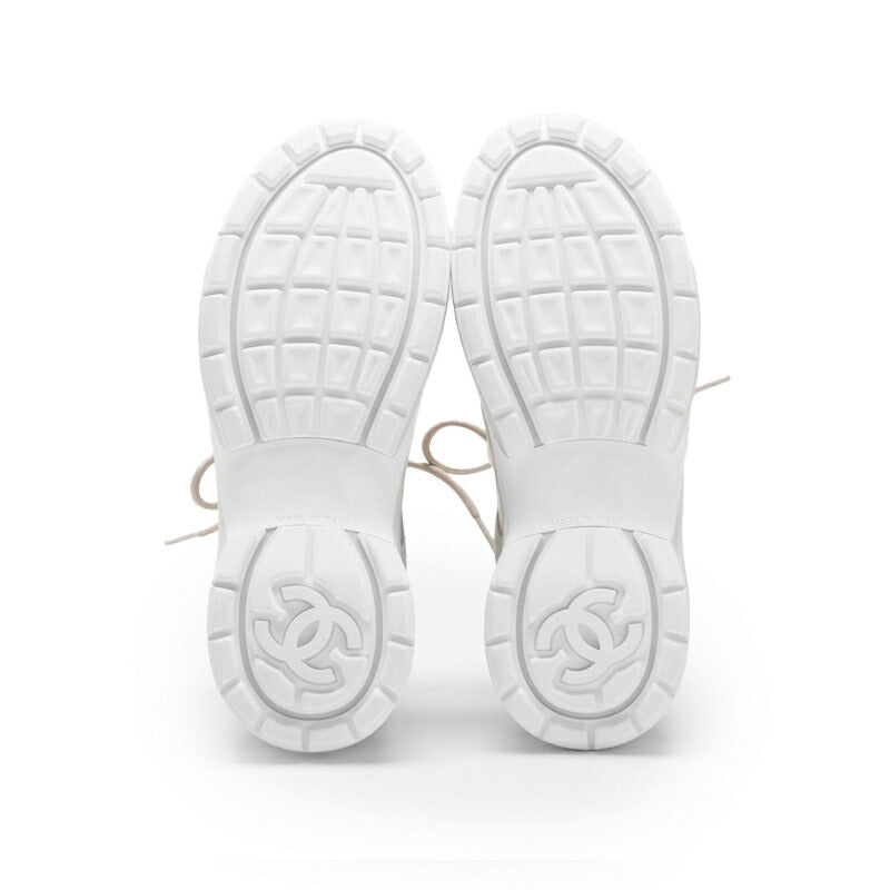CHANEL Sneakers, Coco Mark, Suede, Light Gray, Gold-Tone Hardware, Pre-Owned - Vintage La Charme