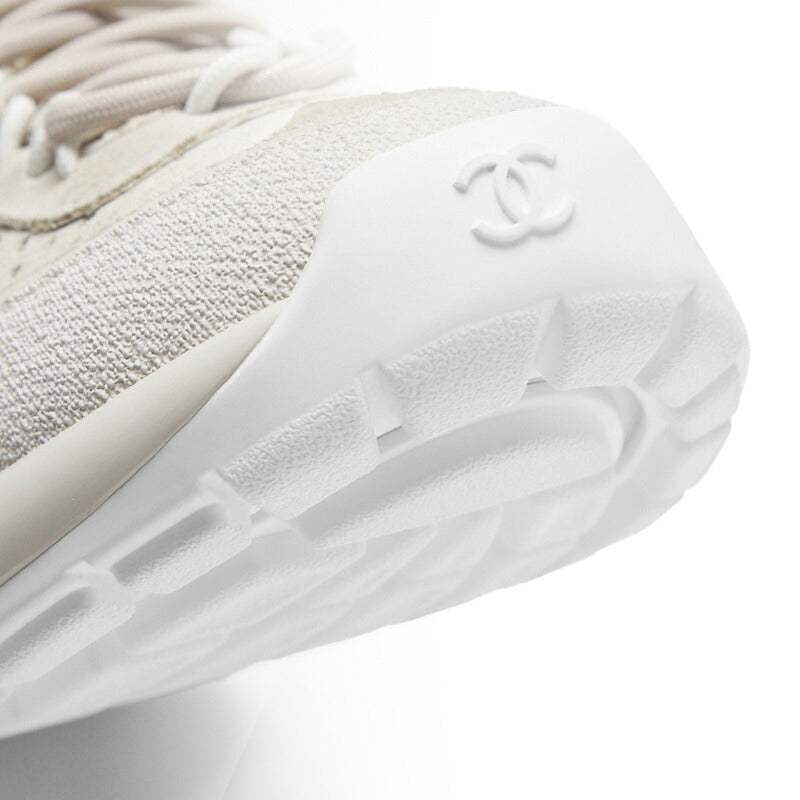CHANEL Sneakers, Coco Mark, Suede, Light Gray, Gold-Tone Hardware, Pre-Owned - Vintage La Charme
