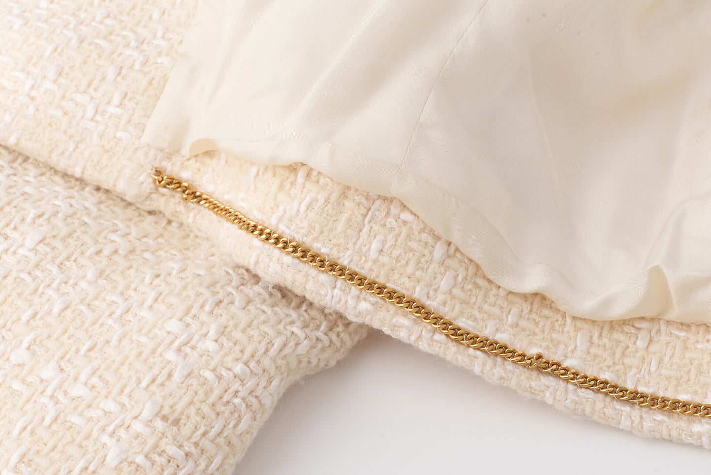 CHANEL Jacket Coat, Coco Button, Tweed, Beige, Gold-Tone Hardware, Pre-Owned - Vintage La Charme