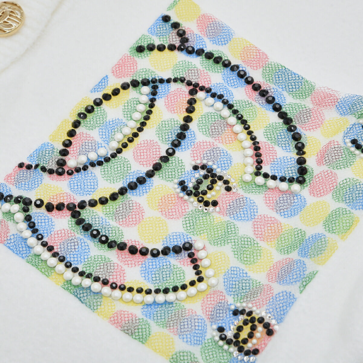 CHANEL Polo Shirt, Coco Mark, Pearl Coco Button, Cotton, White, Gold-Tone Hardware, Pre-Owned - Vintage La Charme