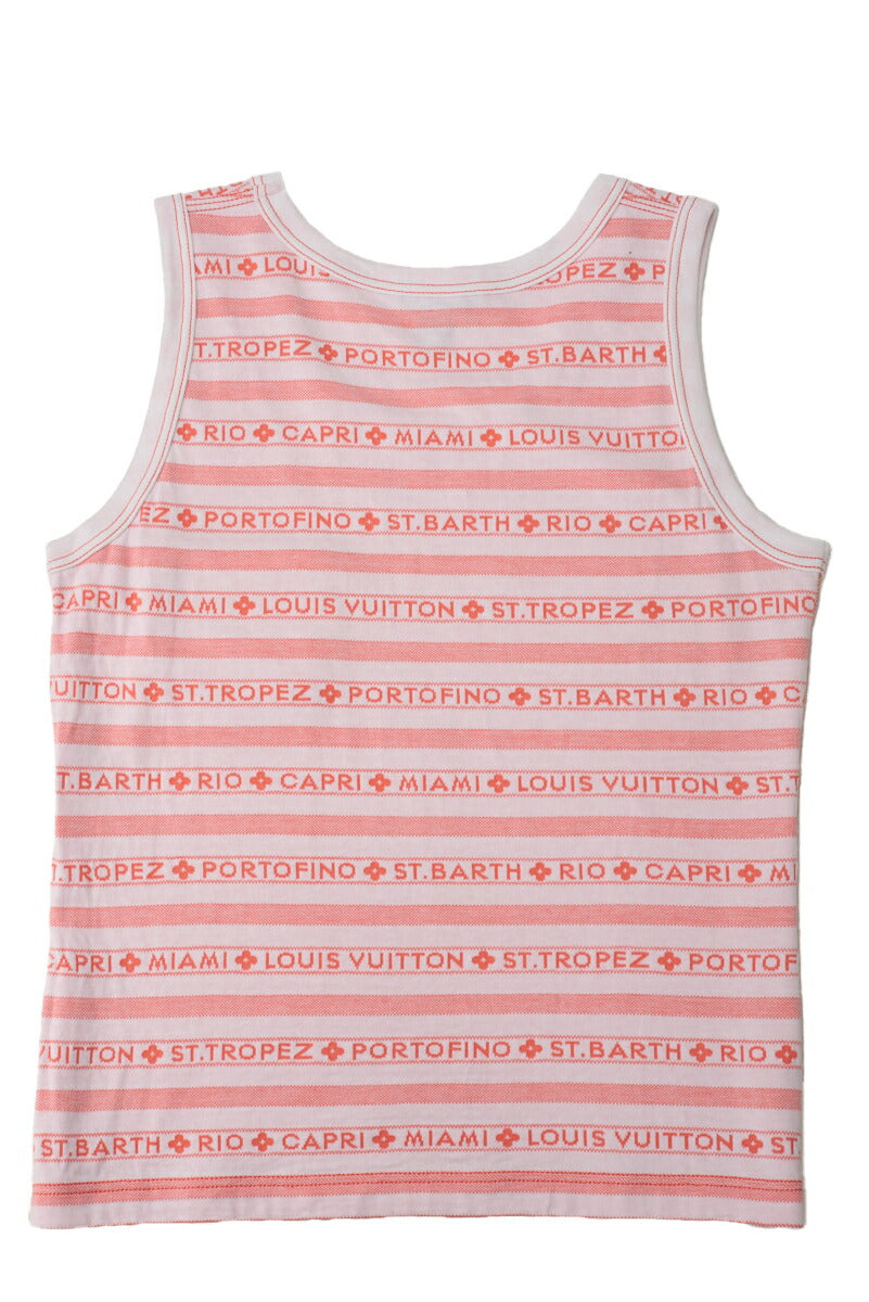 Louis Vuitton Tank Top, Logo Border, Cotton, Orange, Gold-Tone Hardware, Pre-Owned - Vintage La Charme