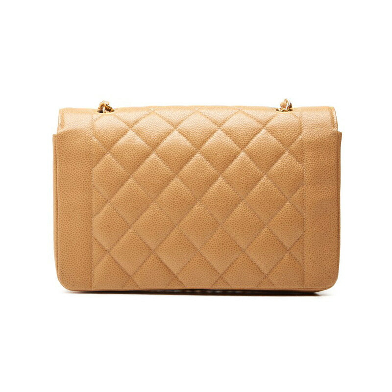 CHANEL Shoulder Bag Matelasse Diana Flap Chain Shoulder Caviar Skin Beige Gold-Tone Hardware Pre-Owned - Vintage La Charme