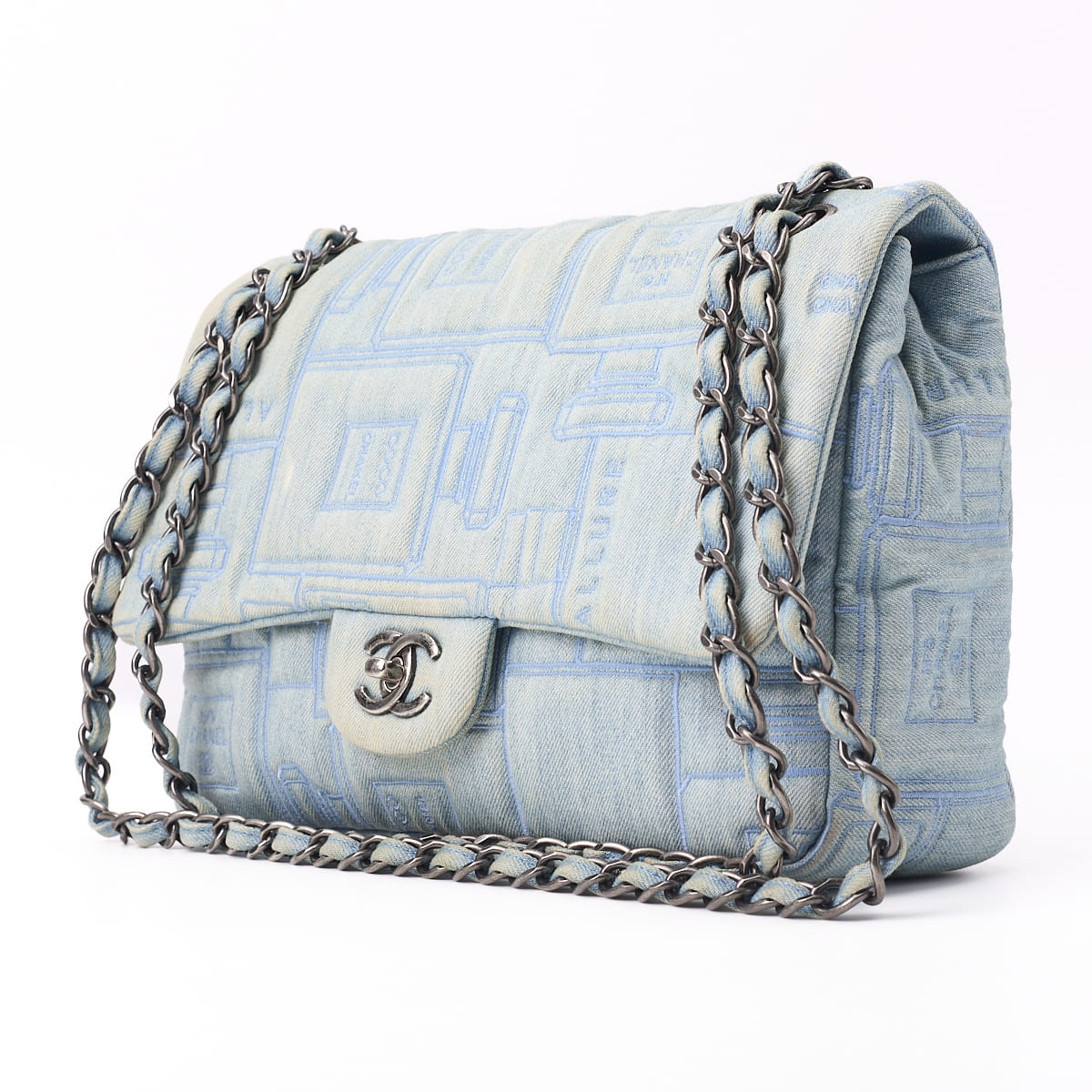 CHANEL Shoulder Bag Mini Chain Shoulder Denim Blue Denim Silver-Tone Hardware Pre-Owned - Vintage La Charme